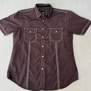 Various Artists Button Down Shirt Mens Medium Purple Pinstripe Contrast Stitch
